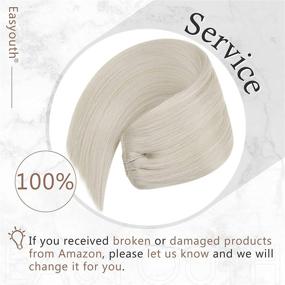 img 1 attached to 💇 Easyouth Real Hair Extensions: 14 Inch Platinum Blonde Clip-in Human Hair Extensions for Double Weft Thick Fine Hair - Remy Hair, 70g