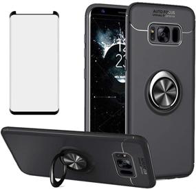 img 4 attached to 📱 Asuwish Samsung Galaxy S8 Plus Case with Tempered Glass Screen Protector – Cell Phone Cover with Ring Holder Stand and Kickstand for Galaxy S8+ SM-G955U Edge (Black)