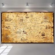 🏝️ island treasure map tapestry backdrop - pirate theme party decoration for treasure hunt birthday, photo booth props and nautical wall hanging logo