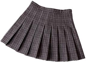 img 3 attached to 👗 Stylish High Waist Korean School Uniform Skorts for Women: Elegant A-Line Plaid Pleated Dance Wind Skirts for Girls