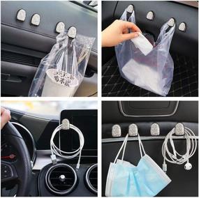 img 2 attached to 🚗 WINKA Car Sticker Hooks: Convenient Adhesive 3M Plastic Organizer for Car Accessories - Trash Bags, Charging Cables, Keys, Sunglasses, Handbags, and More! (Set of 4, Colorful)