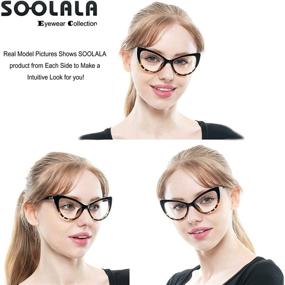 img 2 attached to 😺 SOOLALA Women's Large Cat Eye Reading Glasses: Oversized Fashion Eyeglass Frame