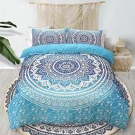 🌸 zhh mandala flower duvet cover set: luxurious microfiber bedding with hidden zipper (blue, full size) logo