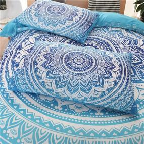 img 2 attached to 🌸 ZHH Mandala Flower Duvet Cover Set: Luxurious Microfiber Bedding with Hidden Zipper (Blue, Full Size)