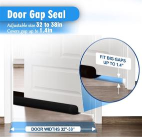 img 1 attached to 🔇 MAXTID Under Door Draft Blocker - Black Door Draft Stopper 32-38" - Noise Reduction, Breeze & Cold Air Blocker - Adjustable Door Seal Sweep - Soundproofing Solution