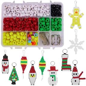 img 4 attached to 🎄 SUNNYCLUE 1 Box DIY Make 10PCS Christmas Theme Bead Pets Kit: Create Festive Beaded Pets with Key Ring, Lanyard Clips & Instruction Manual