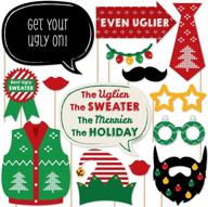 🎅 christmas party and holiday ugly sweater photo booth props kit - 20 count by big dot of happiness logo