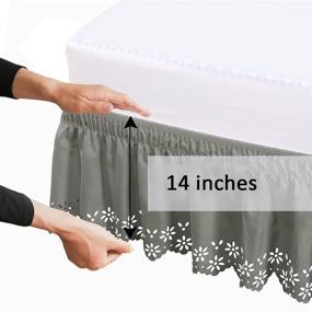 img 1 attached to 🛏️ Obytex Elastic Dust Ruffle Bed Skirts - Silky Soft & Wrinkle Free, Classic and Stylish Look for Queen/King-14'' Drop, in Light Gray