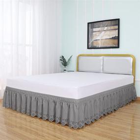 img 3 attached to 🛏️ Obytex Elastic Dust Ruffle Bed Skirts - Silky Soft & Wrinkle Free, Classic and Stylish Look for Queen/King-14'' Drop, in Light Gray