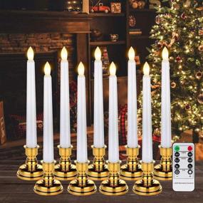 img 4 attached to 🕯️ Homemory Pack of 9 Flameless Taper Window Candles with Remote and Timer, 7.9 Inches Battery Operated LED Candles with 4 Light Modes, Warm White Flickering Slowly/Fast Light (Batteries not Included) - Enhancing SEO