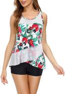 👙 kate kasin women's floral tankini swimsuit with tummy control boyshorts - 2 piece athletic modest bathing suit logo