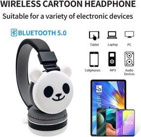 img 1 attached to 🐼 Wireless FM Headset Music Stereo Headphones for Kids - Cartoon Panda Design, Over Ear Headphones Ideal for Study