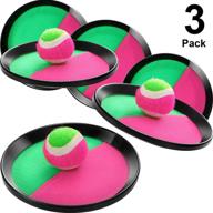 🎾 3 set toss and catch ball game - includes 6 paddles and 3 balls - ideal for sports, beach, birthdays, novelties, events - educational & fun party favors, supplies and prizes логотип