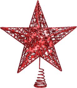 img 4 attached to 🎄 Sparkling Red URATOT Glittered Christmas Tree Topper: 8-inch Metal Treetop Star for Festive Home Decoration