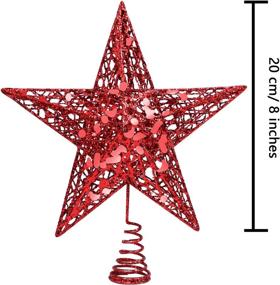 img 3 attached to 🎄 Sparkling Red URATOT Glittered Christmas Tree Topper: 8-inch Metal Treetop Star for Festive Home Decoration