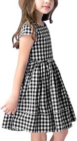 img 3 attached to KYMIDY Buffalo Sleeve Casual Dresses - Girls' Apparel