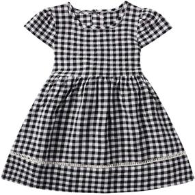 img 2 attached to KYMIDY Buffalo Sleeve Casual Dresses - Girls' Apparel