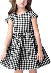 img 4 attached to KYMIDY Buffalo Sleeve Casual Dresses - Girls' Apparel