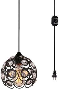 img 4 attached to 💡 Surpars House Black Crystal Pendant Light with Dimmer Switch, 15' Cord - Elegant Lighting Fixture