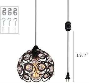 img 3 attached to 💡 Surpars House Black Crystal Pendant Light with Dimmer Switch, 15' Cord - Elegant Lighting Fixture