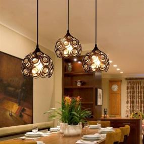 img 2 attached to 💡 Surpars House Black Crystal Pendant Light with Dimmer Switch, 15' Cord - Elegant Lighting Fixture