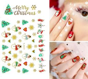 img 1 attached to 🎄 Festive Christmas Nail Stickers: 3D Metal Design Self-adhesive Decals for Snowflakes, Snowmen, Santa, and Xmas Tree Nail Art – DIY Decoration (12 Sheets)