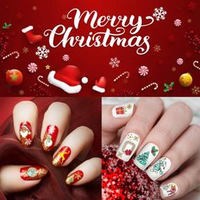 img 3 attached to 🎄 Festive Christmas Nail Stickers: 3D Metal Design Self-adhesive Decals for Snowflakes, Snowmen, Santa, and Xmas Tree Nail Art – DIY Decoration (12 Sheets)