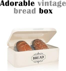 img 1 attached to 🍞 Vintage Stainless Steel Bread Box Container for Kitchen Decor - Retro Cream Metal Bread Bin for Kitchen Counter - Dry Food Storage - Includes Free Butter Dish and Serving eBook - Store Bread Loaf