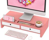 🌸 pink monitor stand riser desk organizer with keyboard storage drawers - 22x10.6x4.7 inch logo