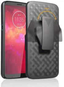 img 4 attached to 📱 Rome Tech Holster Case for Moto Z3 / Z3 Play - Slim Heavy Duty Shell Holster Combo - Rugged Phone Cover with Belt Clip and Kickstand - Compatible with Motorola Z3 - Black