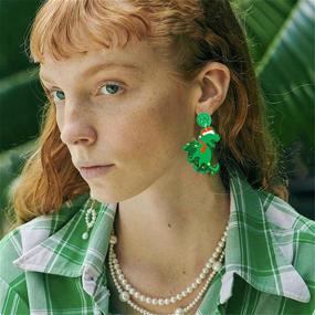 img 2 attached to 🎄 Christmas Dinosaur Earrings Cartoon Girls' Jewelry for Coadipress