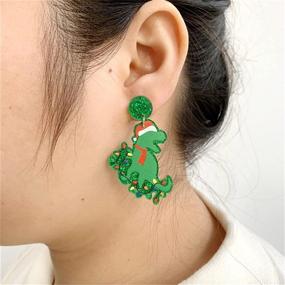 img 3 attached to 🎄 Christmas Dinosaur Earrings Cartoon Girls' Jewelry for Coadipress