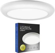 💡 next glow flush mount led ceiling light: 6.5 inches, 16w, 1100 lumen, dimmable, easy installation - perfect for closet, kitchen, bedroom, round white finish, 3000k warm white логотип