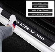 🚗 geerui 4pcs reflective carbon fiber sticker threshold protection for honda crv - decorative door entry guard, scratch pad film (white-crv) logo