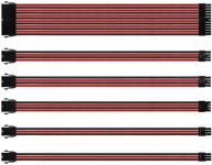 набор удлиненных кабелей для блока питания черно-красного цвета с оплёткой, длиной 30 см, 24-контактный 8-контактный 6-контактный 4+4-контактный для блока питания atx. логотип