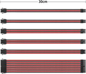 img 2 attached to Набор удлиненных кабелей для блока питания черно-красного цвета с оплёткой, длиной 30 см, 24-контактный 8-контактный 6-контактный 4+4-контактный для блока питания ATX.