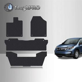 img 4 attached to 🚗 Набор ковриков для пола TOUGHPRO для Honda Pilot - Аксессуары - Всепогодные тяжелые (Сделано в США) - 1-я + 2-я + 3-я Ряды - Черный Резина - 2016-2021