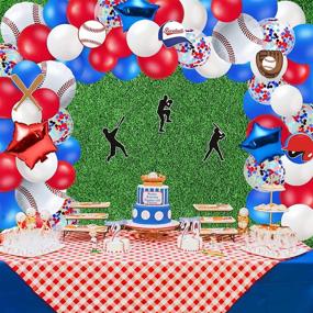 img 3 attached to 🎾 Baseball Balloons Garland Party Decorations Kit Baseball Cutouts Red White Blue Star Balloons Arch Backdrop for Sports Themed Birthday Party Baby Shower Photo Props Supplies+