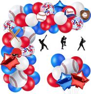 🎾 baseball balloons garland party decorations kit baseball cutouts red white blue star balloons arch backdrop for sports themed birthday party baby shower photo props supplies+ логотип