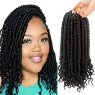 🔥 12 inch synthetic fluffy spring twist crochet hair 1b - pre loop 8 packs spring senegalese twist crochet braids curl end crochet hair for black women bomb twist crotchet hair logo