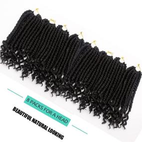 img 3 attached to 🔥 12 Inch Synthetic Fluffy Spring Twist Crochet Hair 1B - Pre loop 8 Packs Spring Senegalese Twist Crochet Braids Curl End Crochet Hair for Black Women Bomb Twist Crotchet Hair