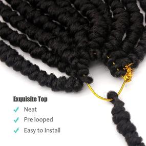 img 1 attached to 🔥 12 Inch Synthetic Fluffy Spring Twist Crochet Hair 1B - Pre loop 8 Packs Spring Senegalese Twist Crochet Braids Curl End Crochet Hair for Black Women Bomb Twist Crotchet Hair