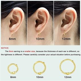 img 3 attached to 💍 Gold Plated Hoop Earrings and Nose Ring Set - Hypoallergenic, 3 Pairs for Women, Men, and Teens, 14K Gold Cartilage Earrings 12mm