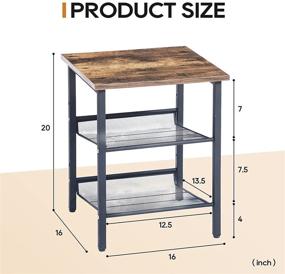 img 3 attached to 🛏️ 3-Tier Shelves Ting Interior Night Stands & End Table - Perfect for Small Living Room and Bedroom Spaces. Stable Metal Frame, Industrial Design in Chestnut Brown - Ideal Bedside Tables!