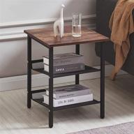 🛏️ 3-tier shelves ting interior night stands & end table - perfect for small living room and bedroom spaces. stable metal frame, industrial design in chestnut brown - ideal bedside tables! logo