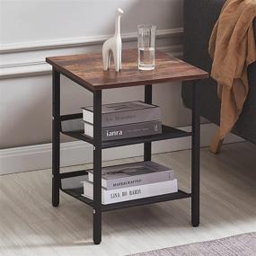 img 4 attached to 🛏️ 3-Tier Shelves Ting Interior Night Stands & End Table - Perfect for Small Living Room and Bedroom Spaces. Stable Metal Frame, Industrial Design in Chestnut Brown - Ideal Bedside Tables!