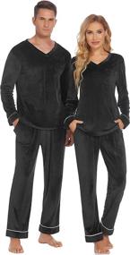 img 4 attached to Ekouaer Couple Classic Sleepwear Pants（Black