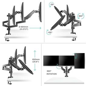 img 2 attached to 💻 ONKRON G280 Black Triple Monitor Desk Mount Stand for LCD LED Screens 13” to 26 Inches, Supports Screens up to 17.6 lbs