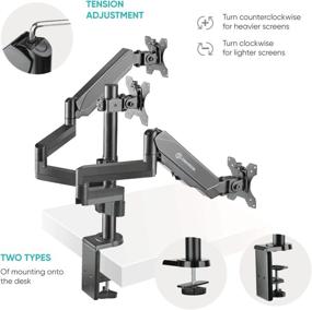 img 1 attached to 💻 ONKRON G280 Black Triple Monitor Desk Mount Stand for LCD LED Screens 13” to 26 Inches, Supports Screens up to 17.6 lbs