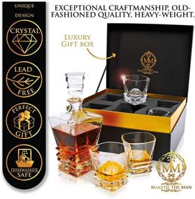 img 3 attached to 🥃 Exquisite Premium Art Deco Whiskey Decanter Set: 27Oz Scotch Decanter with Glasses, Genuine Lead Free Crystal, Stylish Gift Box - Perfect for Bourbon Enthusiasts!